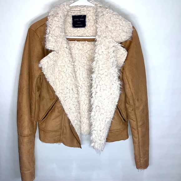 Love Tree Jackets & Blazers - Love Tree soft, warm, faux sherpa suede brown winter zip-up jacket